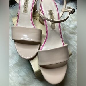 Zara Cream Slingback Sandals w/block heel.